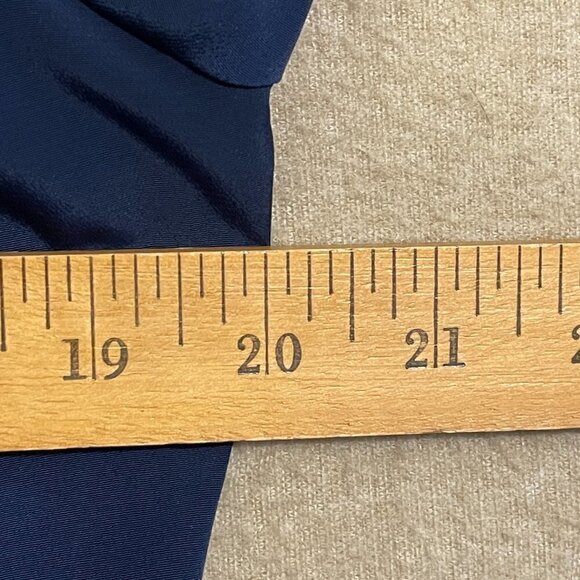 Notations Blouse Women's 10 Petite Navy Blue Short Sleeves - Picture 6 of 11